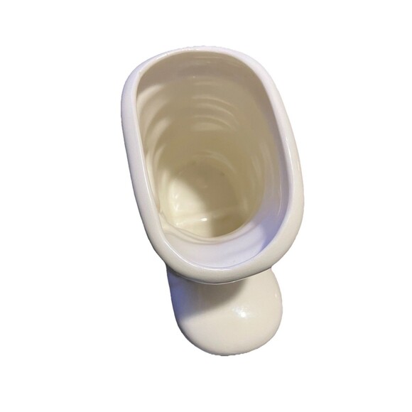 VNTG Ceramic Santa Boot Planter Holly Cream Green 4” Vintage Christmas Planter - Picture 10 of 13